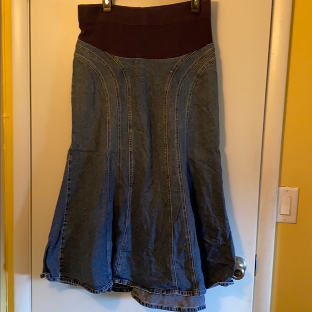 Motherhood Maternity Denim Jean Skirt Maxi - Med